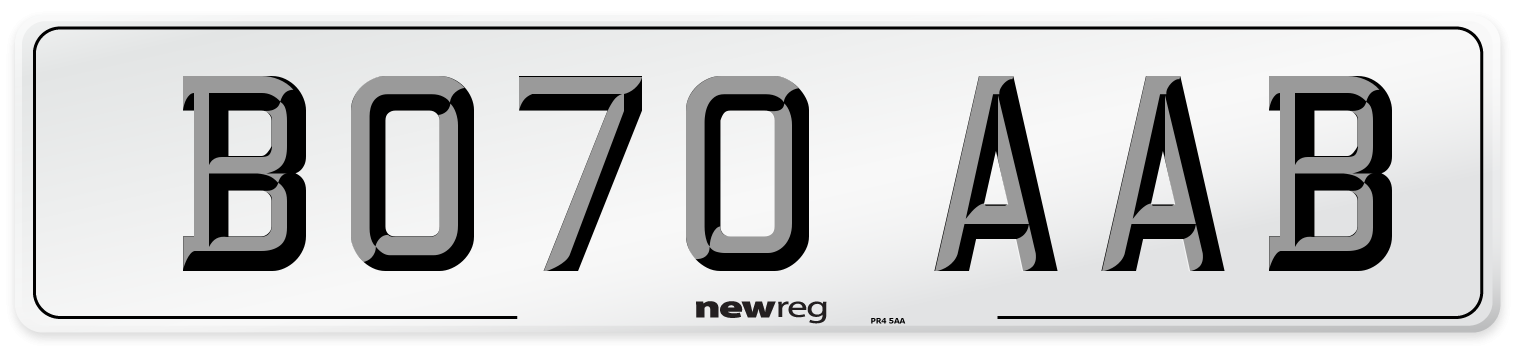 BO70 AAB Front Number Plate