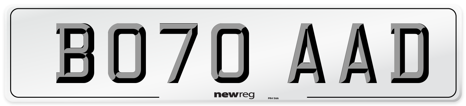 BO70 AAD Front Number Plate