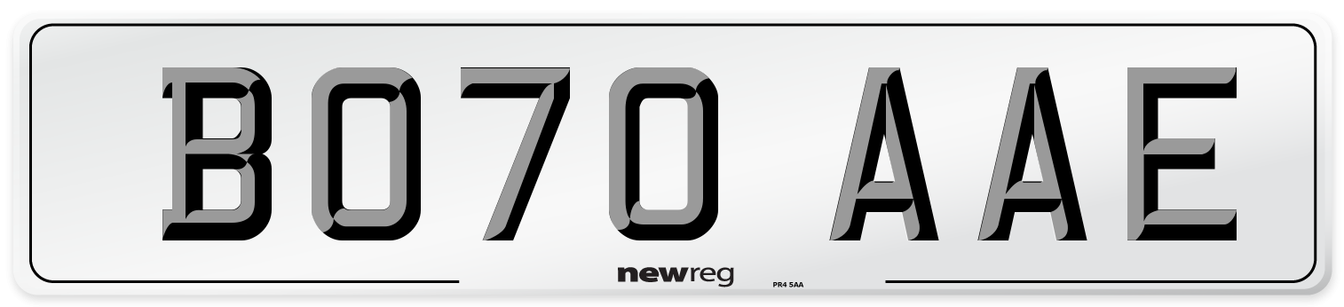 BO70 AAE Front Number Plate