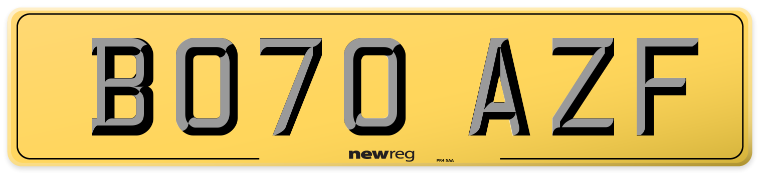 BO70 AZF Rear Number Plate