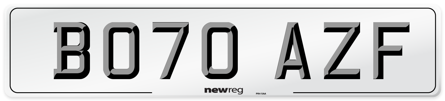 BO70 AZF Front Number Plate