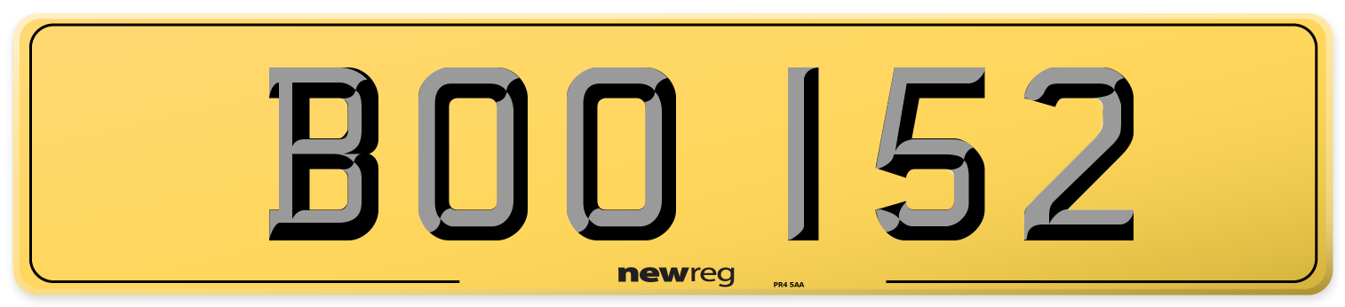 BOO 152 Rear Number Plate