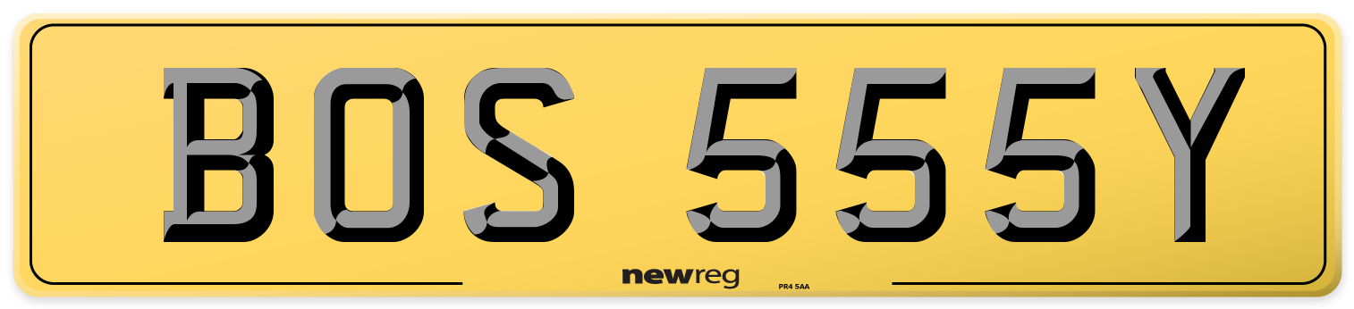 BOS 555Y Rear Number Plate