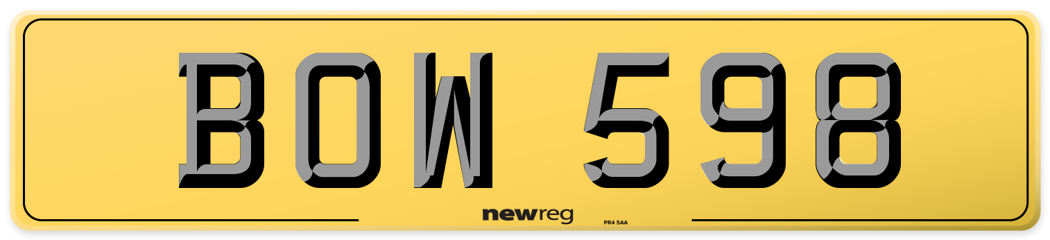 BOW 598 Rear Number Plate