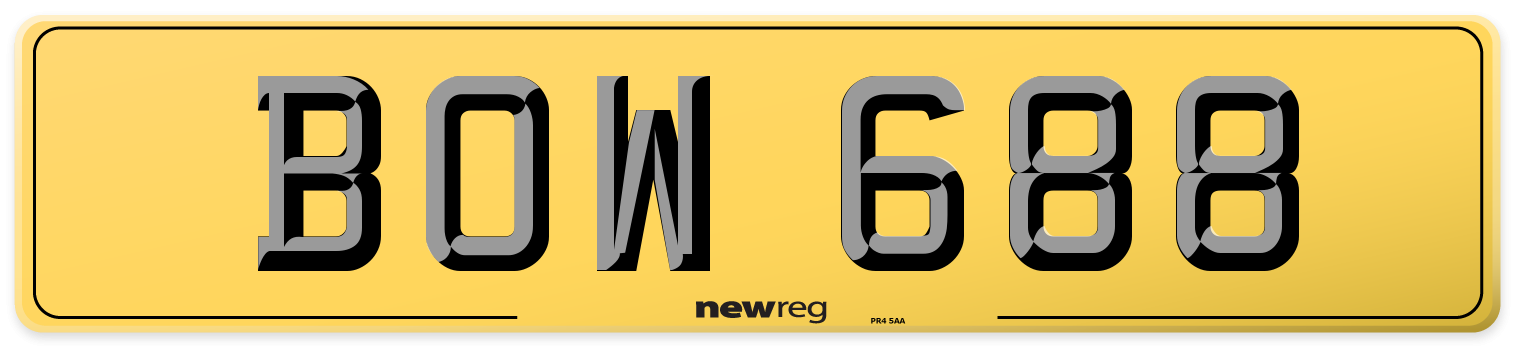 BOW 688 Rear Number Plate