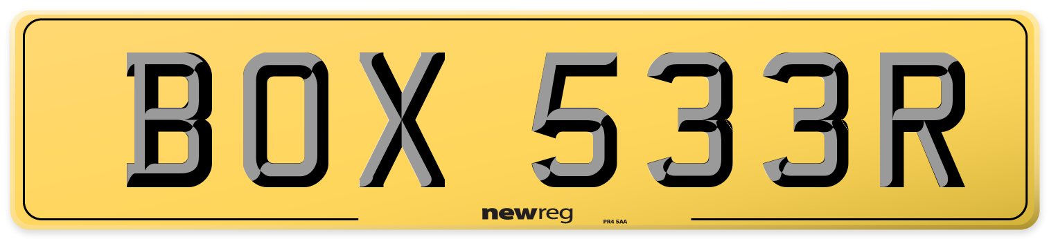 BOX 533R Rear Number Plate