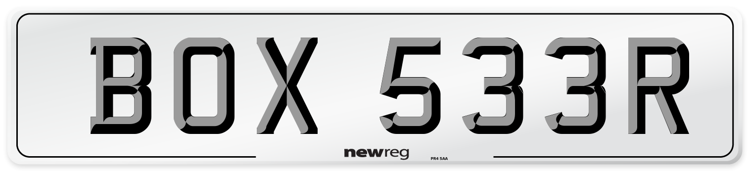 BOX 533R Front Number Plate