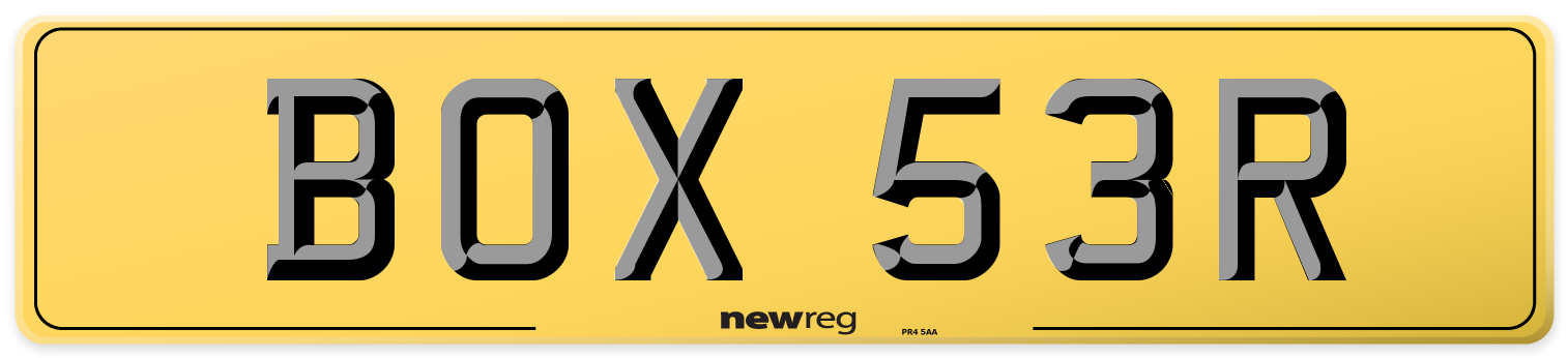BOX 53R Rear Number Plate