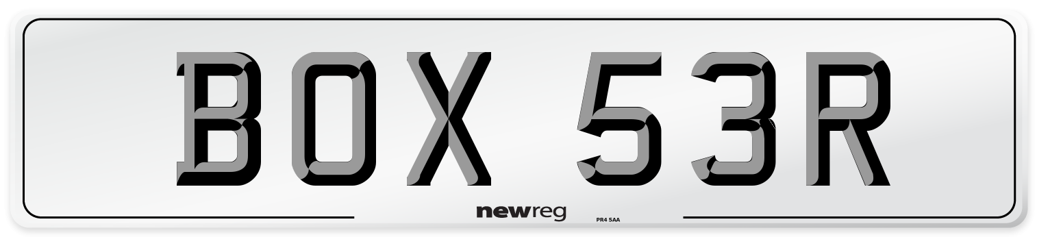 BOX 53R Front Number Plate