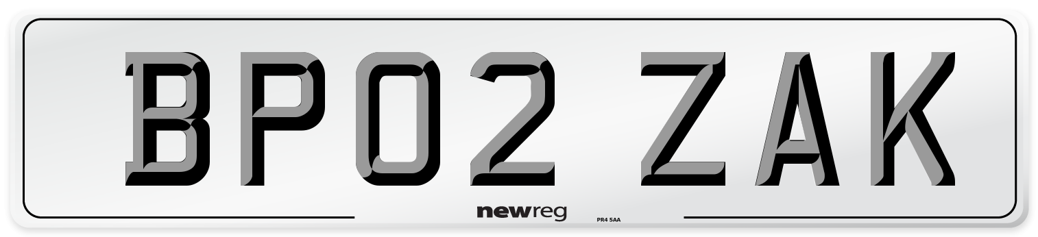 BP02 ZAK Front Number Plate