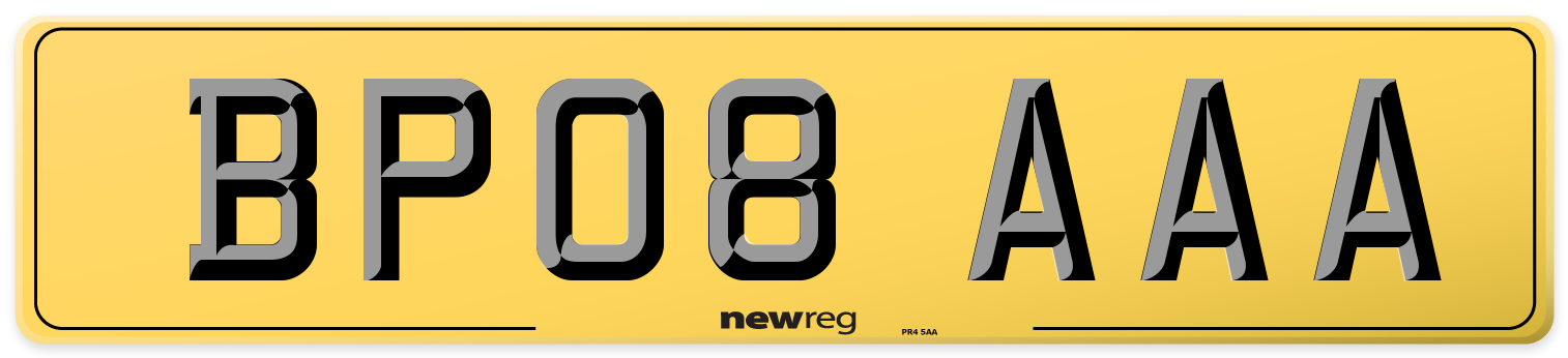 BP08 AAA Rear Number Plate