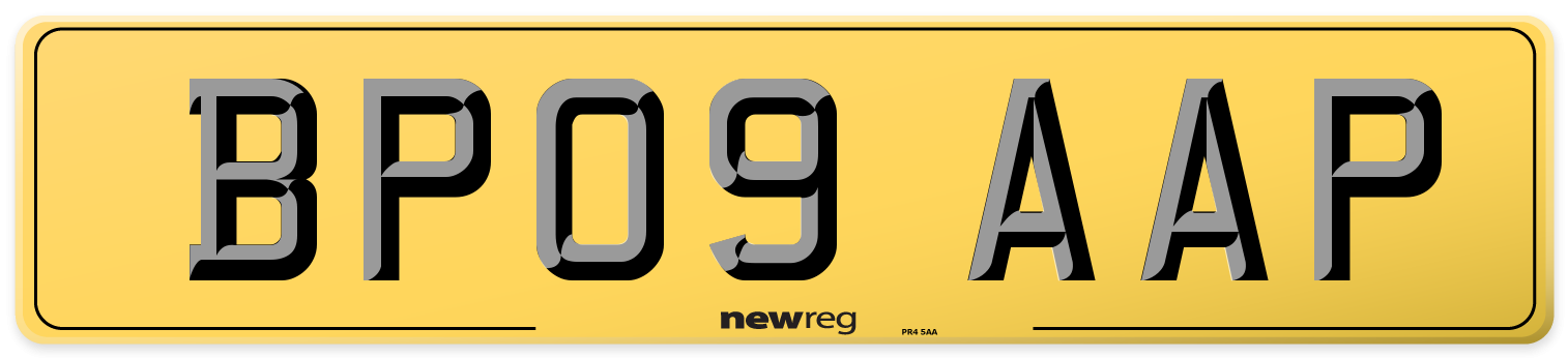 BP09 AAP Rear Number Plate