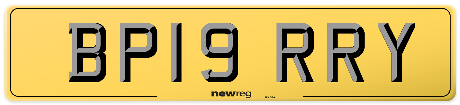 BP19 RRY Rear Number Plate