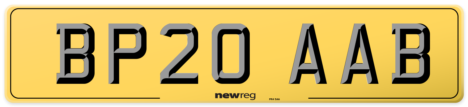 BP20 AAB Rear Number Plate
