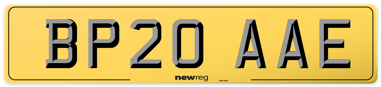 BP20 AAE Rear Number Plate