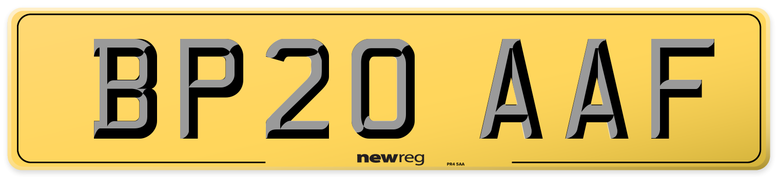 BP20 AAF Rear Number Plate