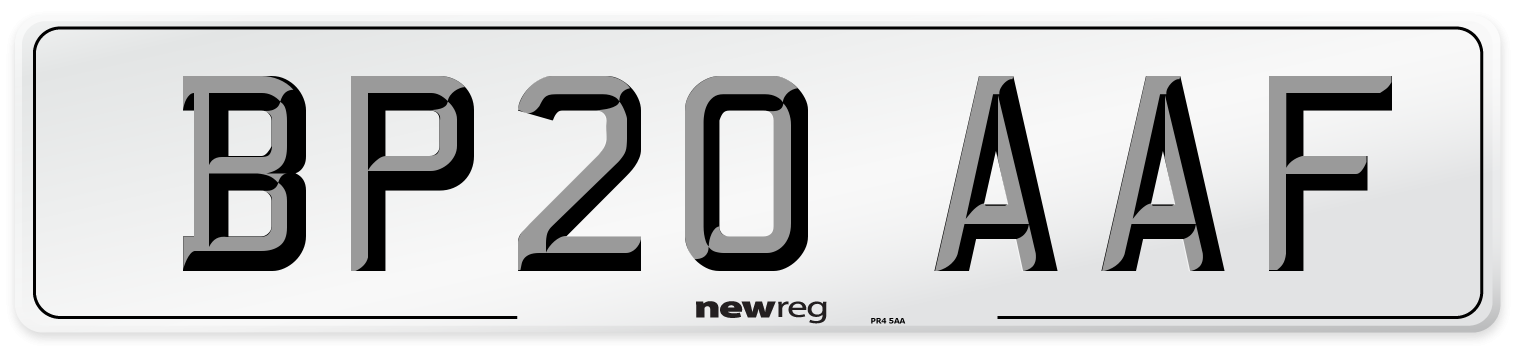 BP20 AAF Front Number Plate