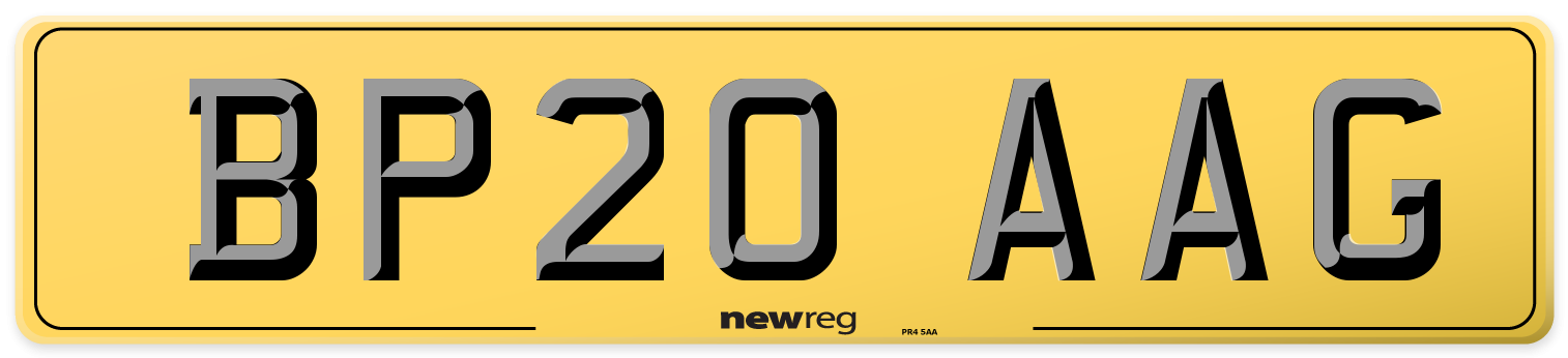 BP20 AAG Rear Number Plate