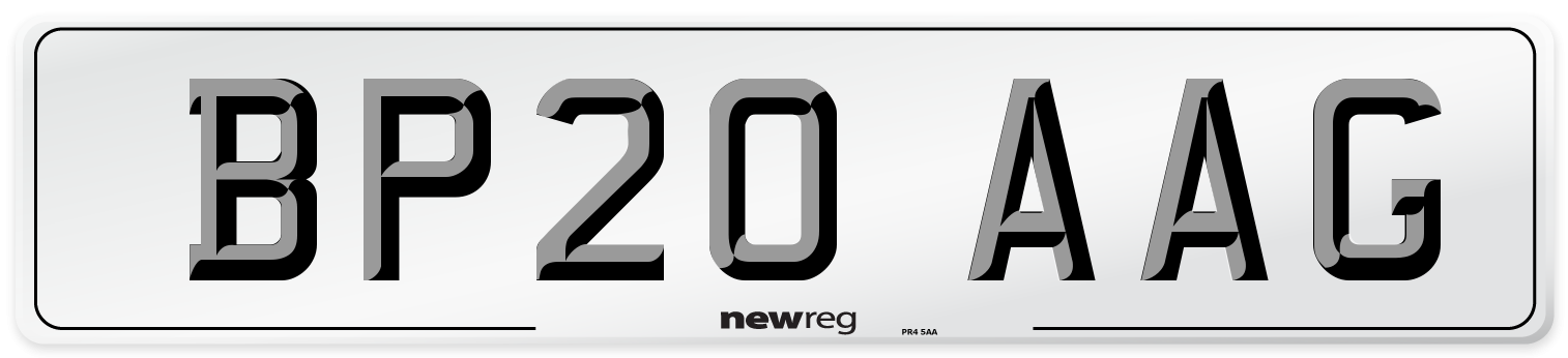 BP20 AAG Front Number Plate