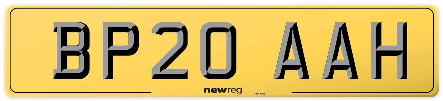BP20 AAH Rear Number Plate