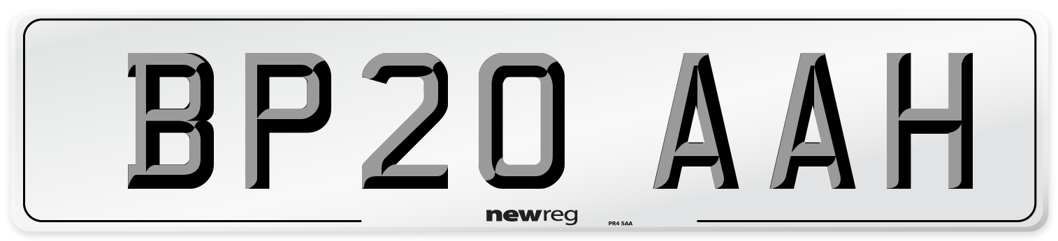 BP20 AAH Front Number Plate