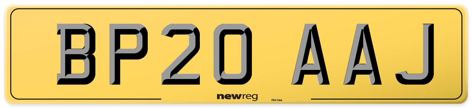 BP20 AAJ Rear Number Plate
