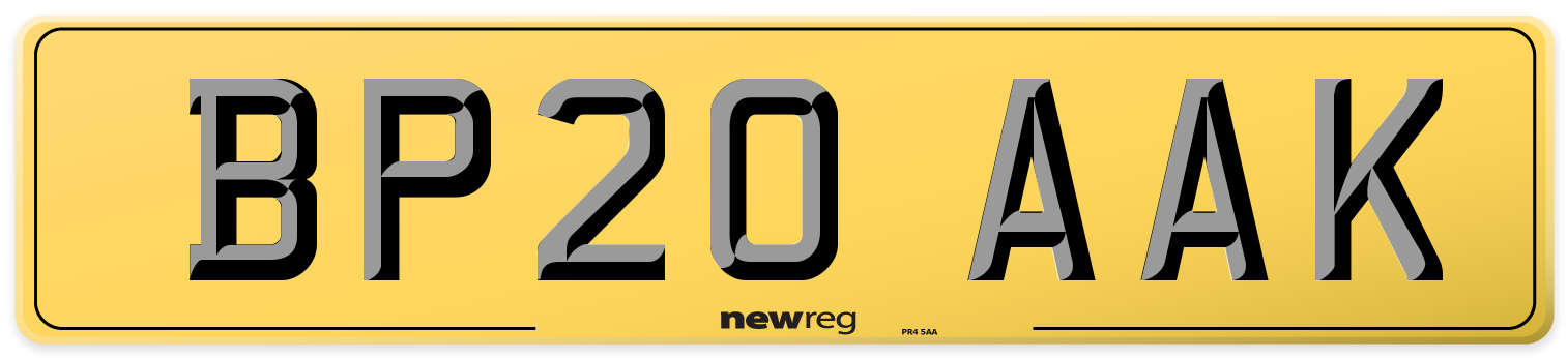 BP20 AAK Rear Number Plate