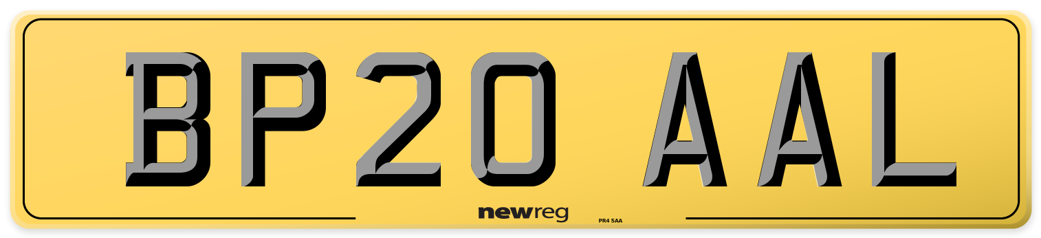 BP20 AAL Rear Number Plate
