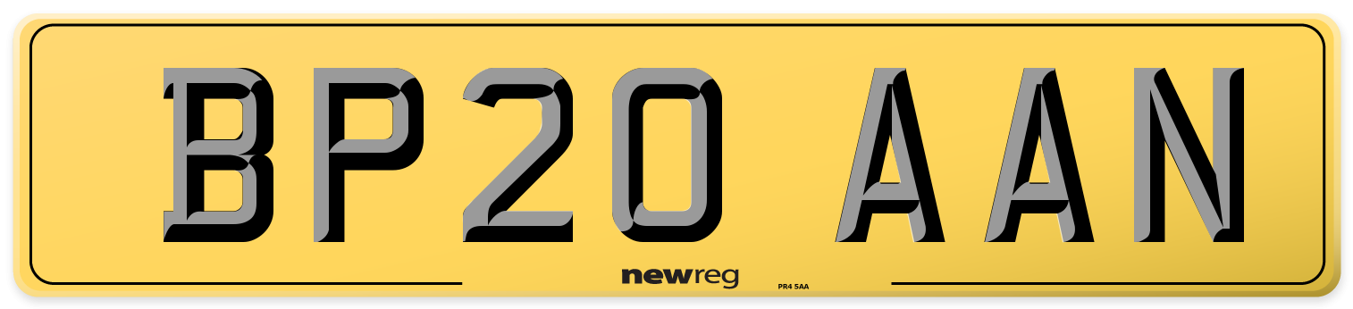 BP20 AAN Rear Number Plate
