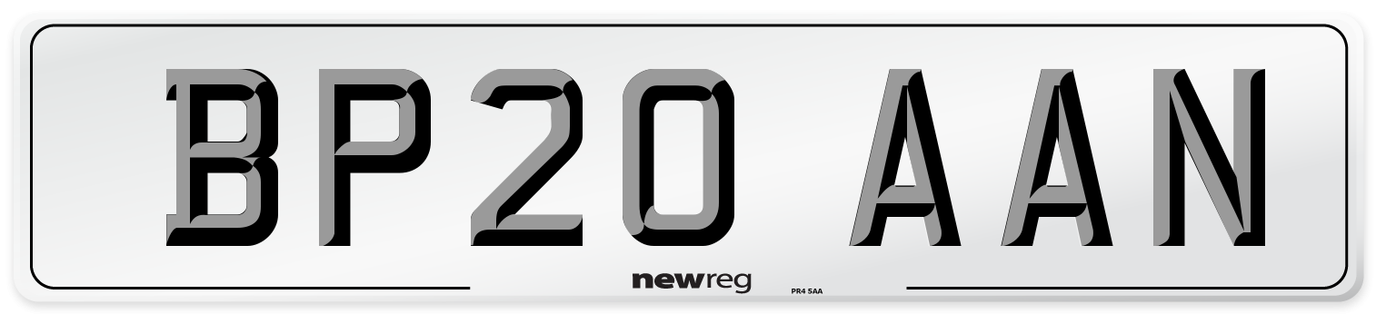 BP20 AAN Front Number Plate