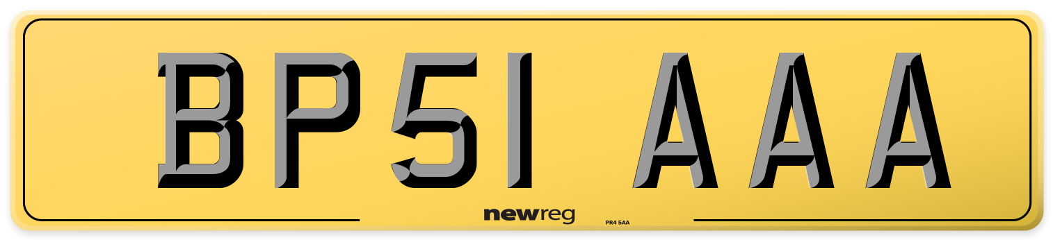 BP51 AAA Rear Number Plate