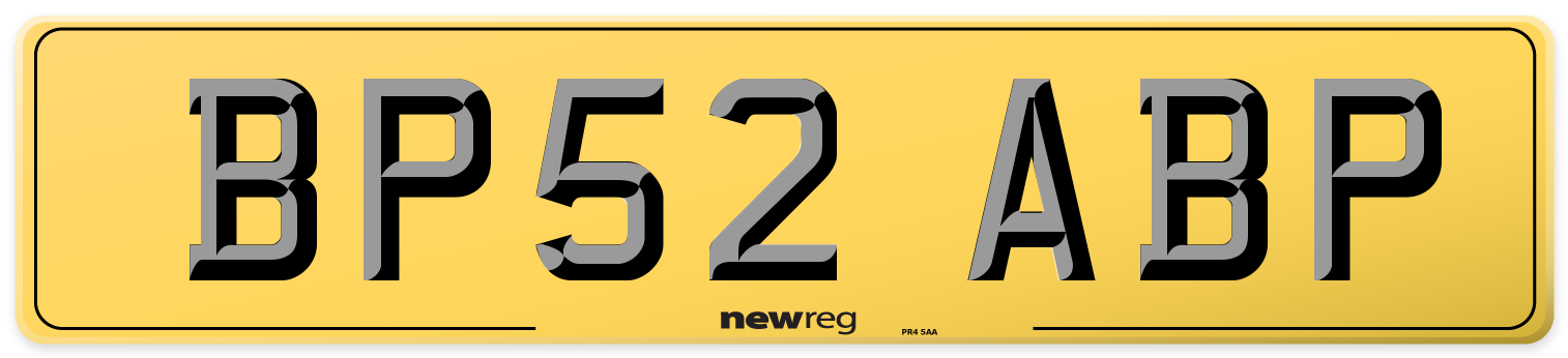 BP52 ABP Rear Number Plate