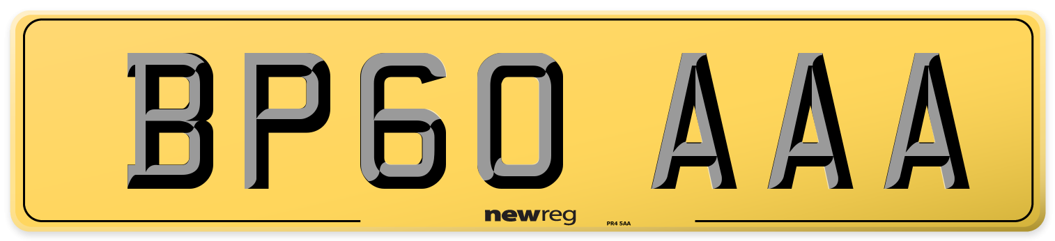 BP60 AAA Rear Number Plate