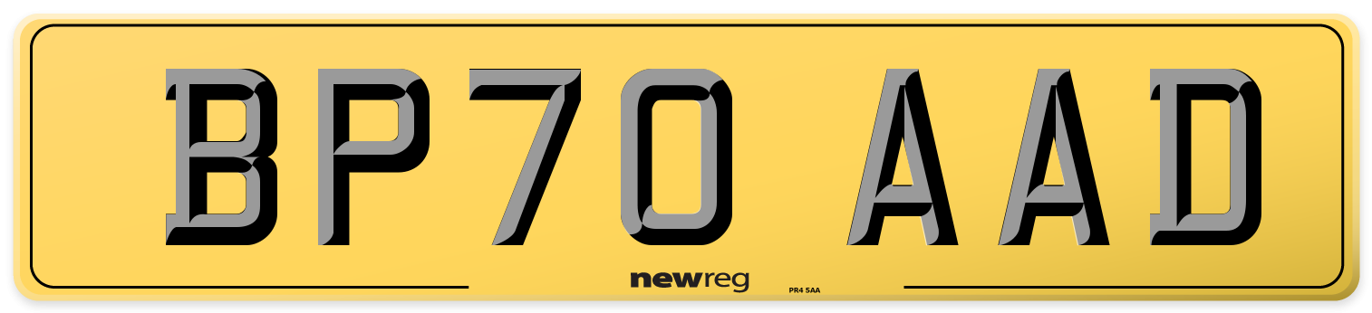 BP70 AAD Rear Number Plate