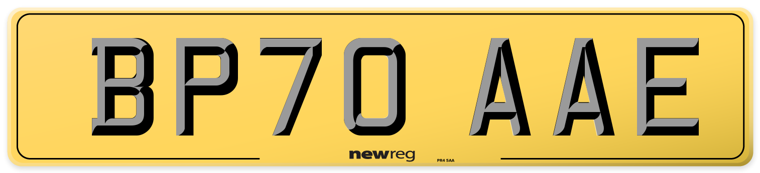 BP70 AAE Rear Number Plate