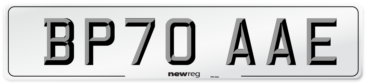 BP70 AAE Front Number Plate