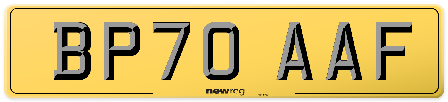 BP70 AAF Rear Number Plate