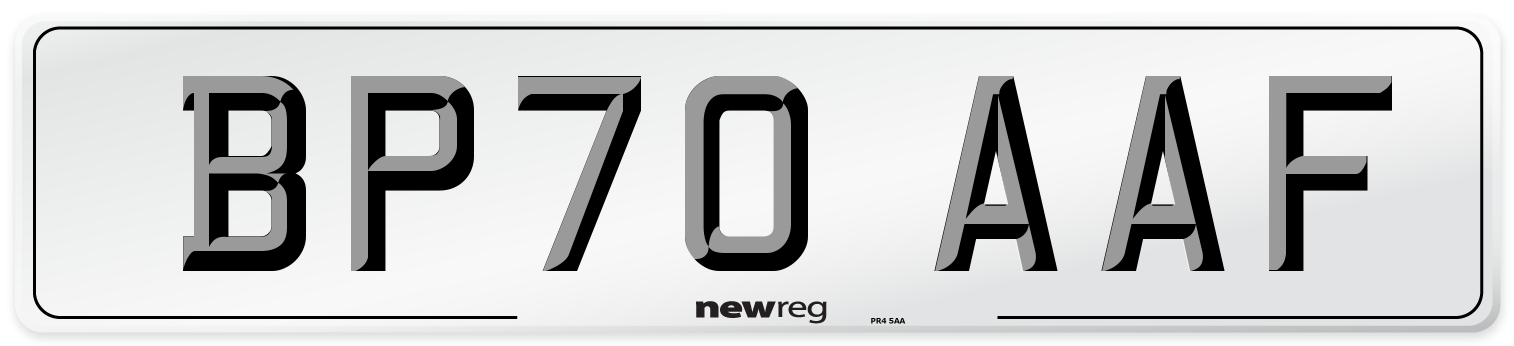 BP70 AAF Front Number Plate