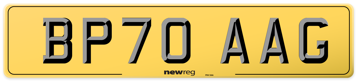 BP70 AAG Rear Number Plate