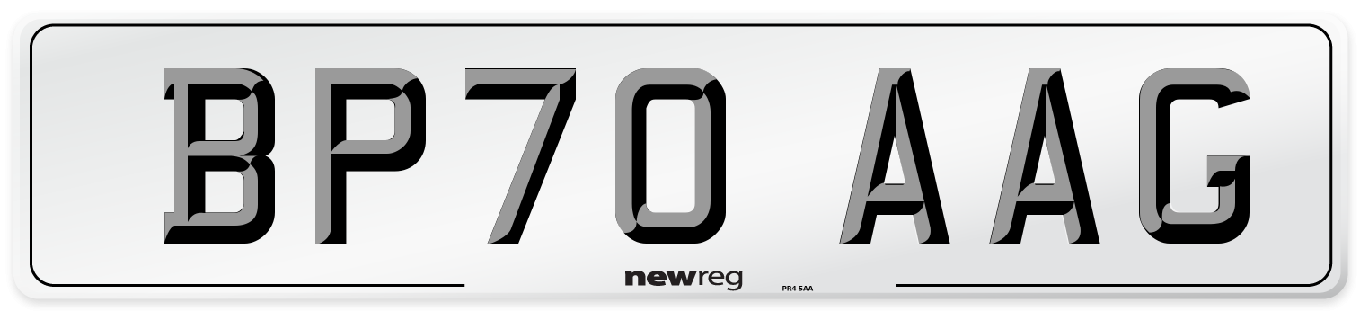 BP70 AAG Front Number Plate