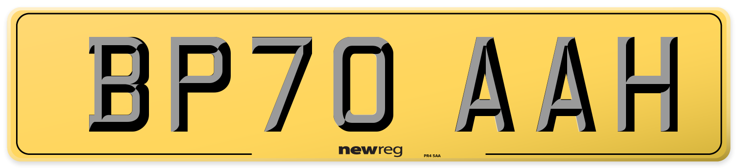 BP70 AAH Rear Number Plate