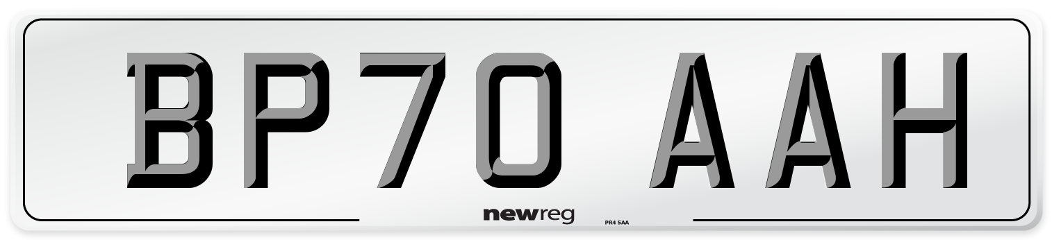 BP70 AAH Front Number Plate