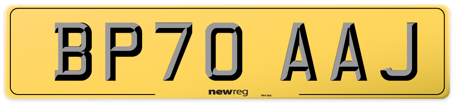 BP70 AAJ Rear Number Plate
