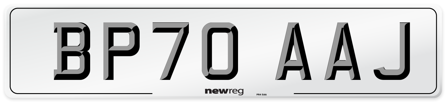 BP70 AAJ Front Number Plate