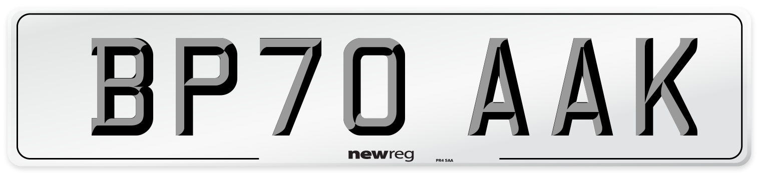 BP70 AAK Front Number Plate
