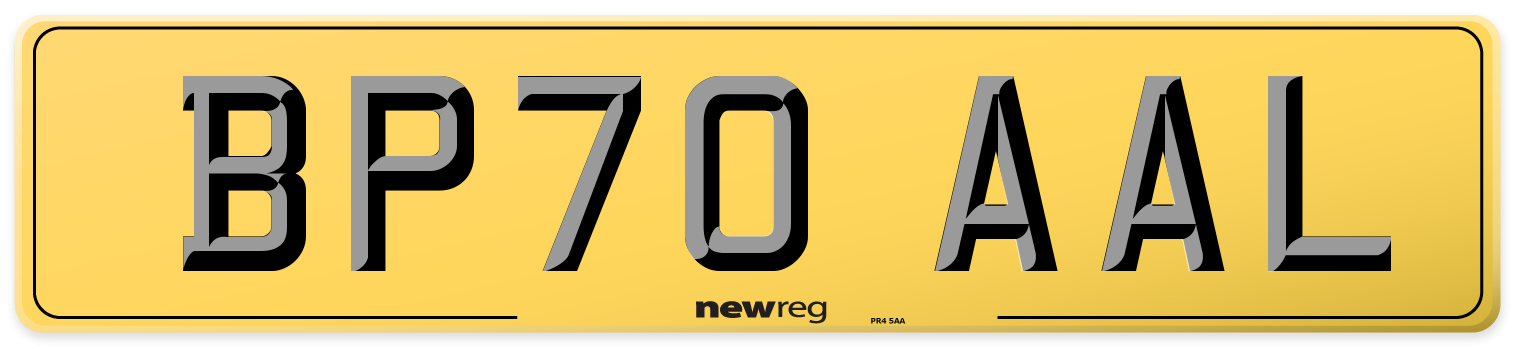 BP70 AAL Rear Number Plate