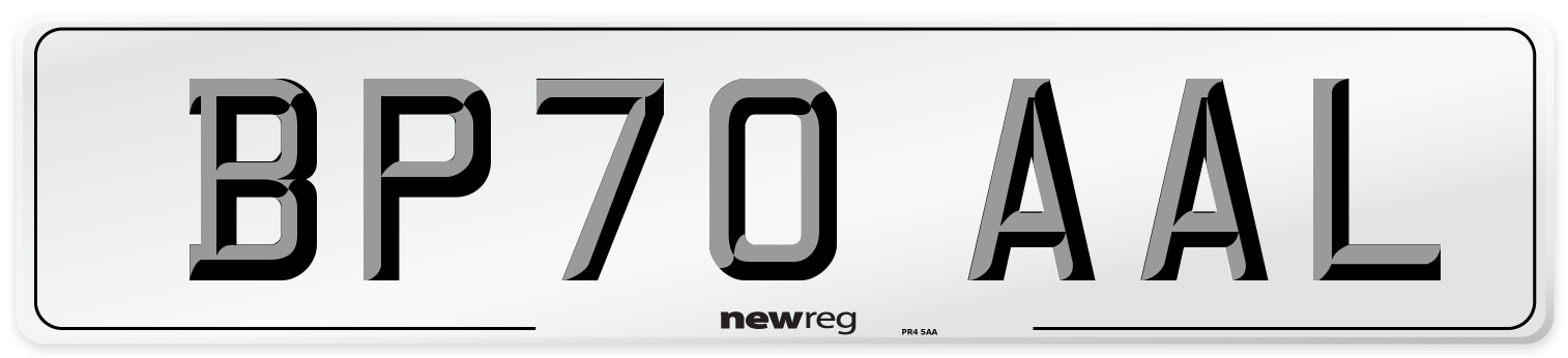 BP70 AAL Front Number Plate