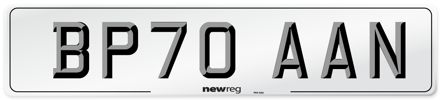 BP70 AAN Front Number Plate
