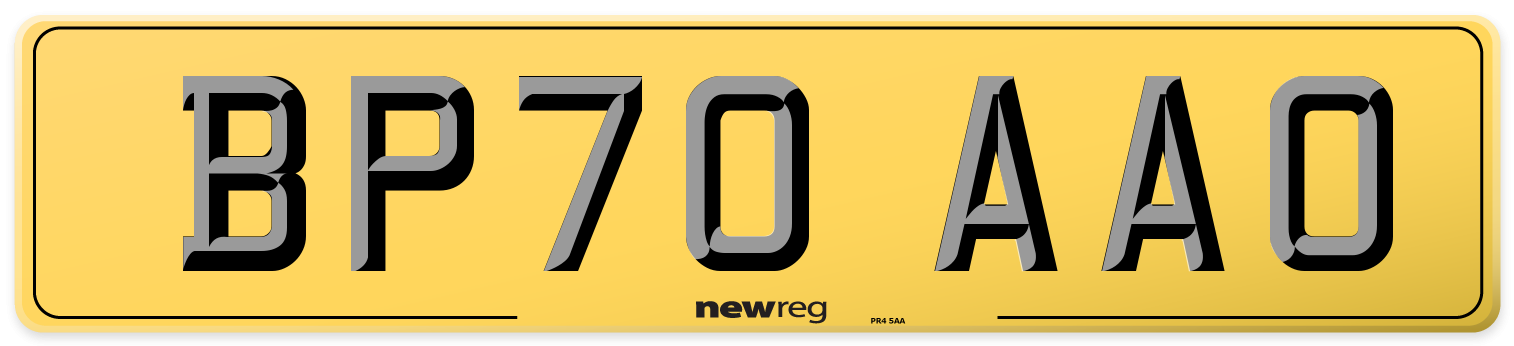 BP70 AAO Rear Number Plate