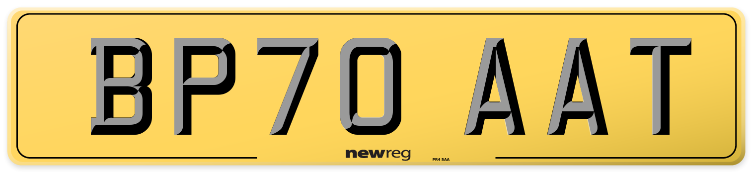 BP70 AAT Rear Number Plate